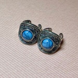 Silver and Turquoise Ear Cuffs